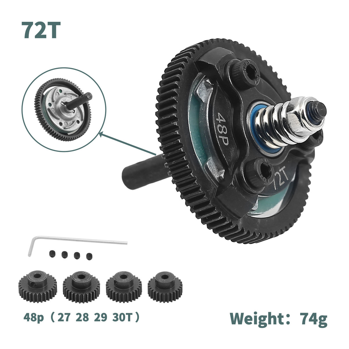 1/10TRAXXASSLASH2WD波箱齿轮48P套装=72T+76T+83T+86T+90T