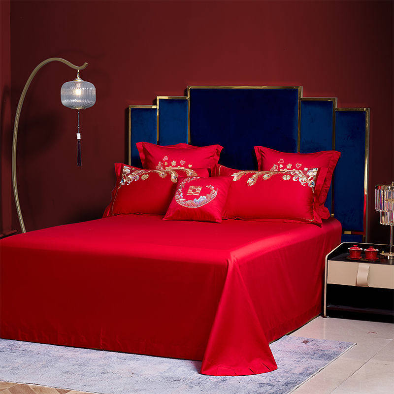 ult中式全棉婚嫁新婚纯棉大红色床单被套婚庆四件套婚房结婚床上,床上用品,婚庆床品套件,淘宝优惠券,粉丝福利购,淘宝优惠卷