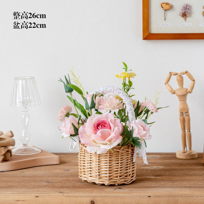 花篮假花插花仿真花摆设桌面摆件玫瑰花餐桌花艺向日葵盆栽饰品花,鲜花速递/花卉仿真/绿植园艺,仿真绿植,淘宝优惠券,粉丝福利购,淘宝优惠卷