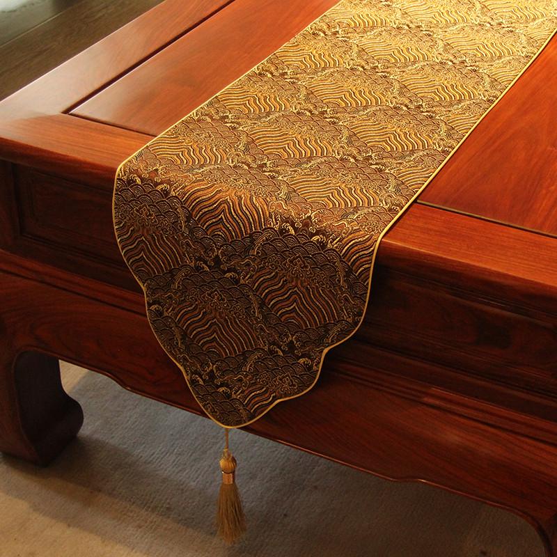 布禅意桌旗国风云锦茶席防水茶桌垫杯垫茶道配件长桌中式客厅桌布