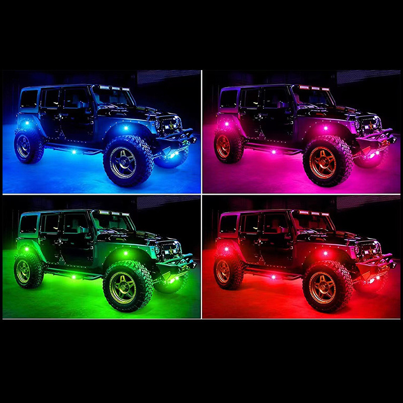 热销汽车底盘装饰灯rgb炫彩音乐节奏灯led车载氛围灯越野车底盘改