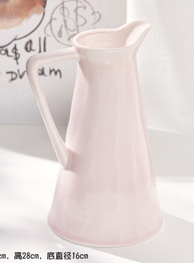 蜀北欧ins门冰裂粉色陶瓷干花瓶落地家居装饰品摆件客厅插花花瓶