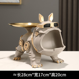 新款法斗犬大嘴狗摆件入户进门玄关钥匙收纳盒餐边柜客厅装饰品