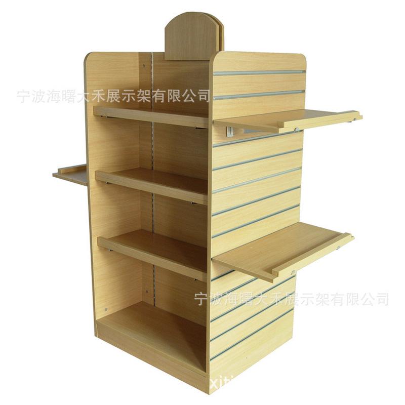 母婴店文具店商场宁波展示架中岛柜全木制槽板展示架木制槽板架