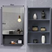 现代简约新品 圆形浴室镜柜智能镜子带置物架卫生间太空铝收纳方形