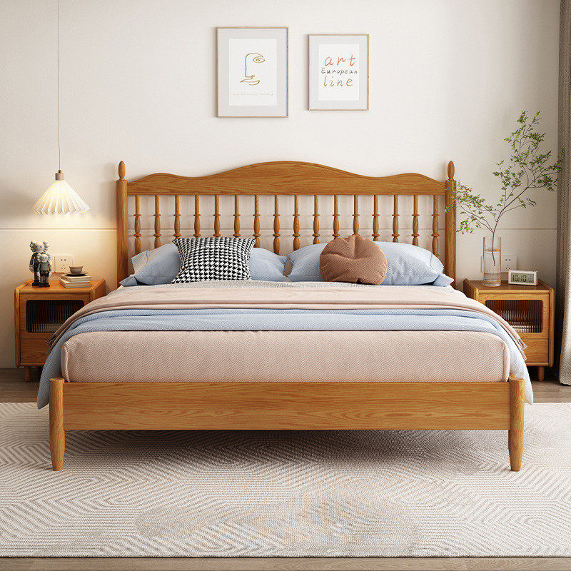 侘寂风白蜡木实木床1.8米现代简约日式1.5主卧双人床婚床家具批