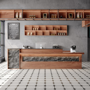 仿真酒吧球馆咖啡厅收银台健身房石台接待台吧台原木酒店公司前台