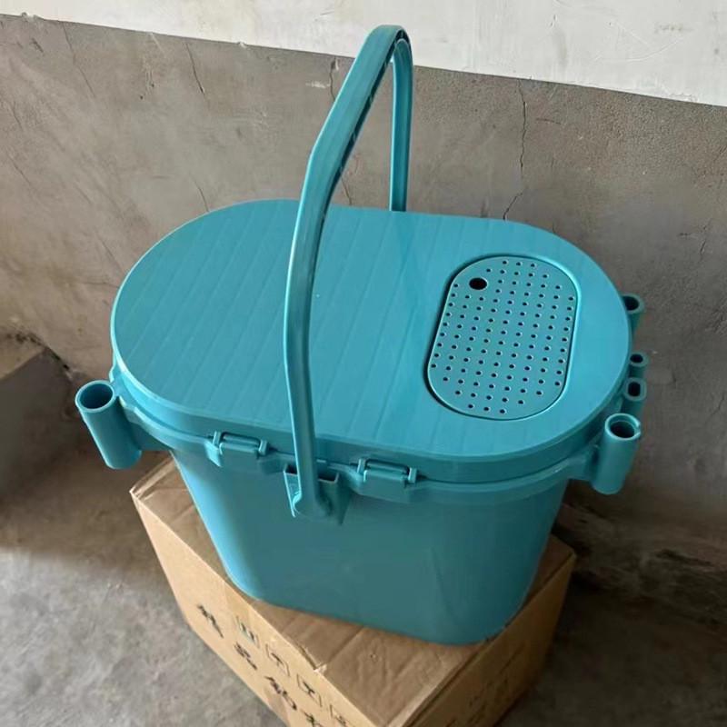 可坐活鱼桶活鱼桶多功能钓桶硬壳坐箱椭圆形三合一钓鱼桶手提钓箱