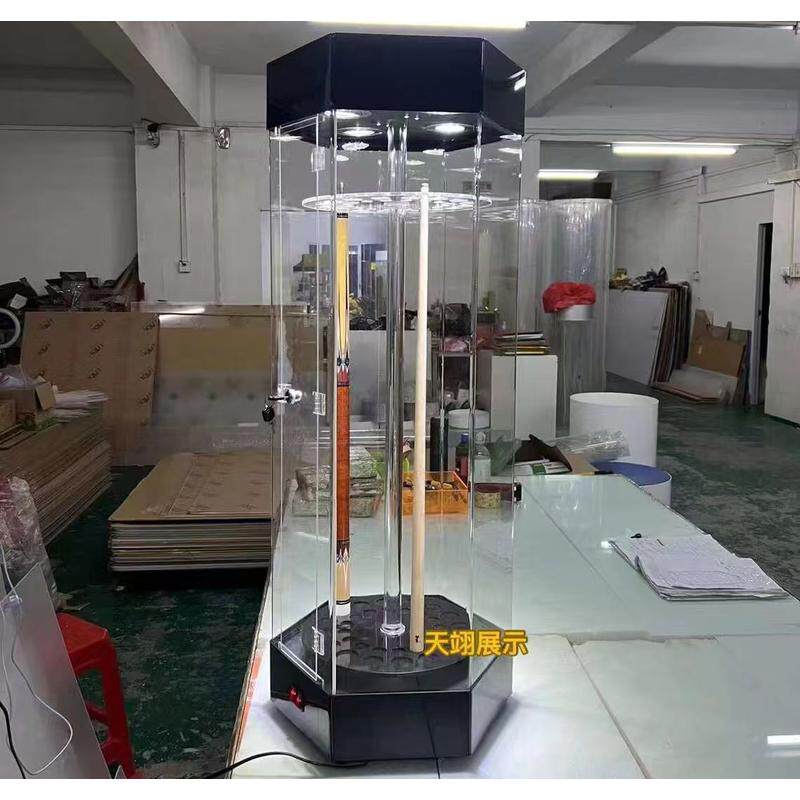 亚克力展示柜台球杆旋转展示柜桌球室专用展示柜台球厅货架展柜子