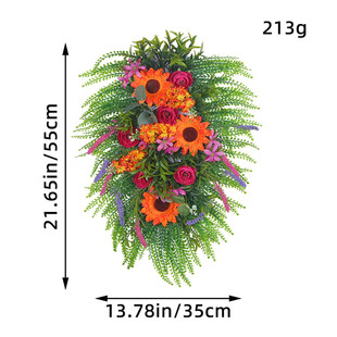 晶辰秋色季 乡村家居花环树挂件批发 仿真葵花倒挂装 饰门新品