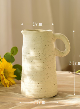 法式乡村白瓷复古陶瓷花瓶花壶花器手工艺术品装饰器皿仿真花摆件