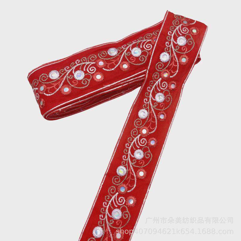 织带新款刺绣民族风花边服装辅料中国风亮片绣花织带少数民族厂家