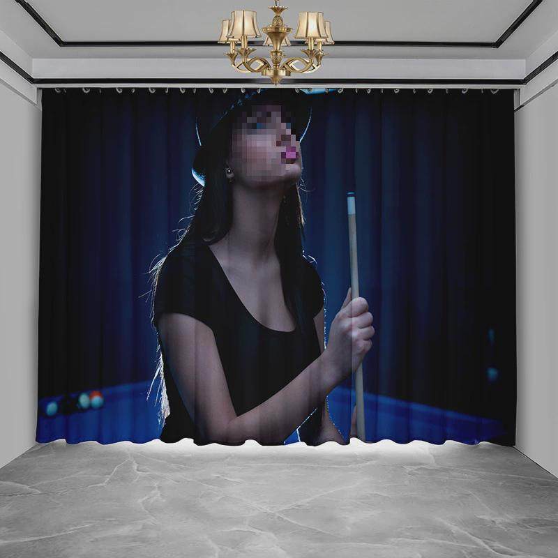 来台球厅台球室隔断帘桌球图俱乐部背景窗帘遮光2023新款