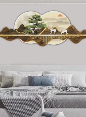 d075雕刻新中式装饰画迎客松沙发背景办公室大气挂画