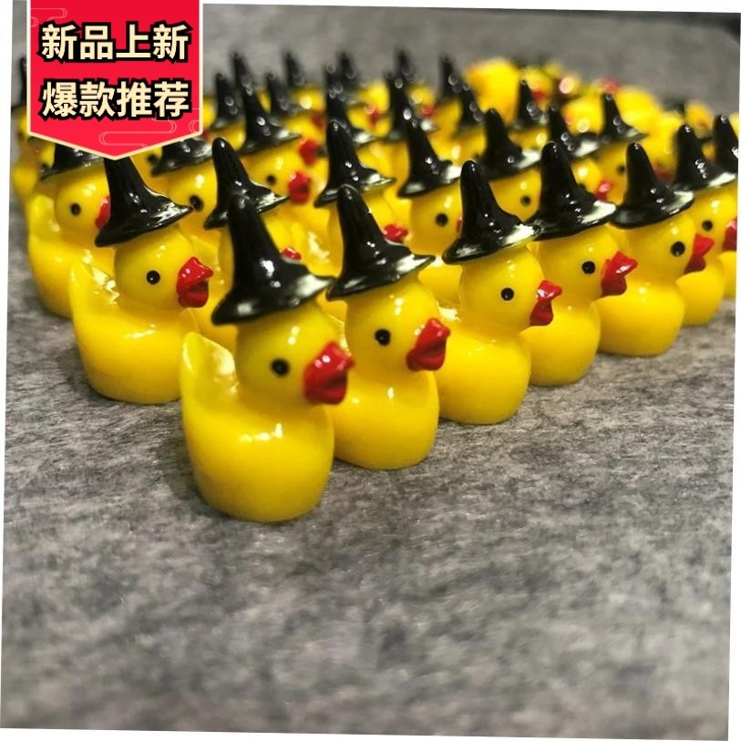 10pcs Mini Resin Halloween Witch Hat Duck Miniatures