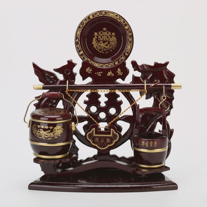 结婚用品新娘陪嫁锁桶实木子孙桶子孙桶三件套同心子孙称心如宁