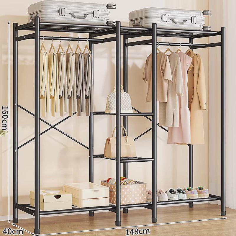 挂衣架落地卧室内家用衣柜衣服收纳出租房多层移动式晾衣架衣帽架