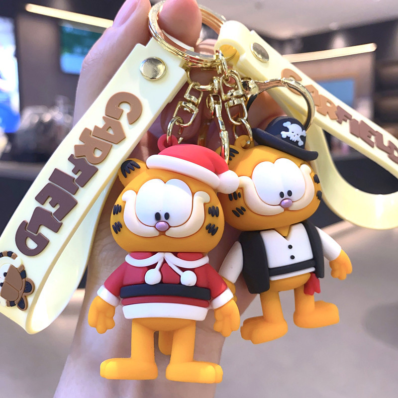 帽子加菲猫钥匙扣可爱3D立体小猫公仔挂件情侣汽车包包挂饰小礼品