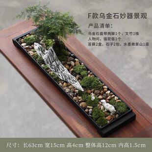 文竹苔藓水培微景观菖蒲盆景绿植乌金石办公室桌面禅意摆件吸水石