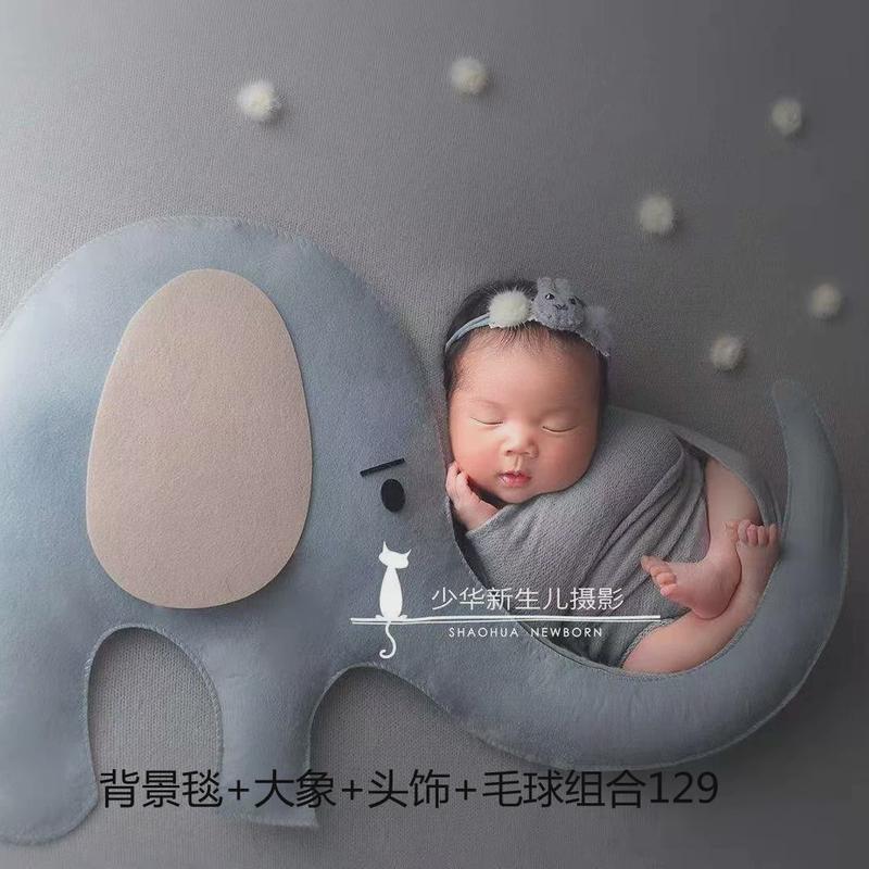 新款羊毛毡主题道具玫瑰花毯新生儿摄影道具满月拍照