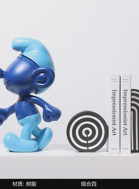 现代卡通系创意酒柜办公室客厅轻奢样板间蓝精灵工艺装饰品小摆件