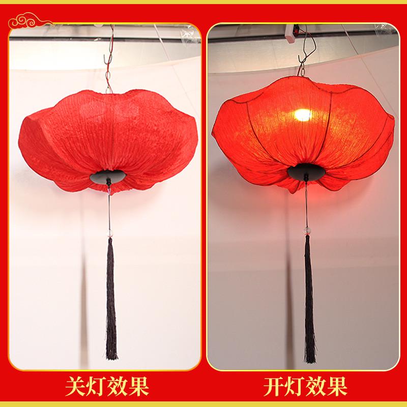 新中式吊顶灯笼荷花灯婚礼荷叶走廊餐厅火锅店仿古布艺春节灯笼