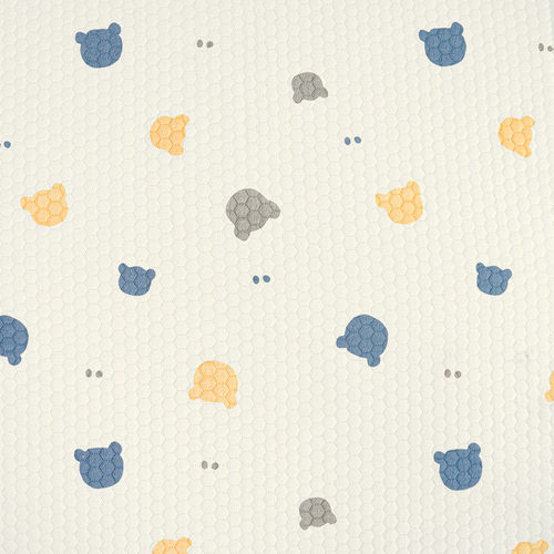 秋冬印花空气层面料夹丝夹棉布料六边形婴童家居服睡袋枕套面料