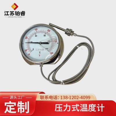 不锈钢压力温度计锅炉印染油水温温表wtq/wtz-280远传温度计