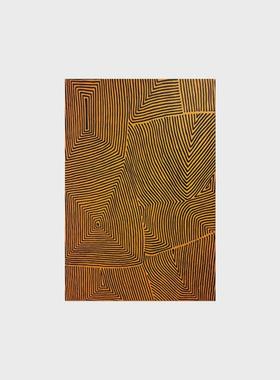 玄关抽象线条挂画现代简约橙色样板间装饰画酒店艺术装修北欧墙画