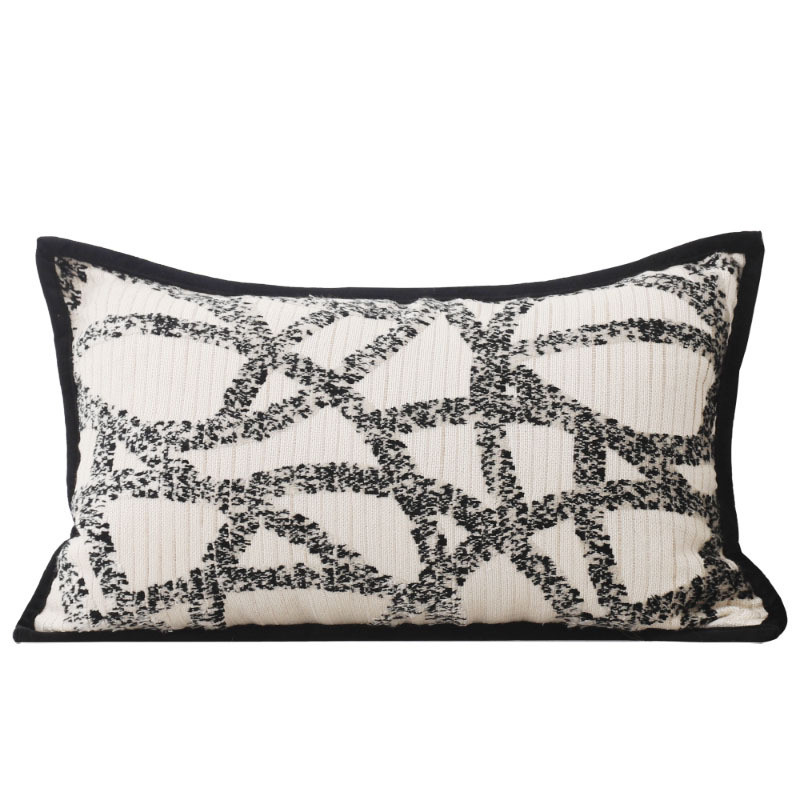 现代意式轻奢沙发抱枕酒店样板间灰白割绒几何床头靠枕套厂家直供