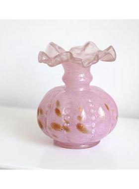 中古风芬顿花瓶复古南瓜纹手工家用法式高档水培插花玻璃装饰摆件