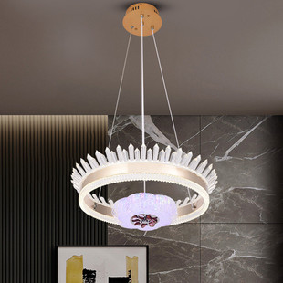 水晶灯意式极简家用圆形复式吸顶餐厅灯简约酒店别墅客厅卧室吊灯