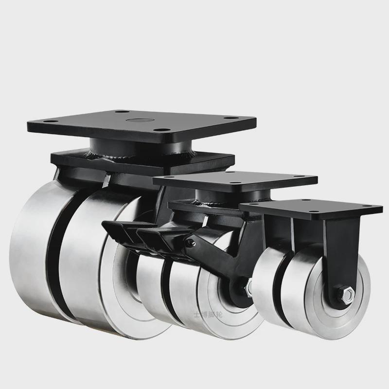 超重型锻钢脚轮双排万向轮4寸5寸6寸8寸10寸12寸工业机械全钢轮子