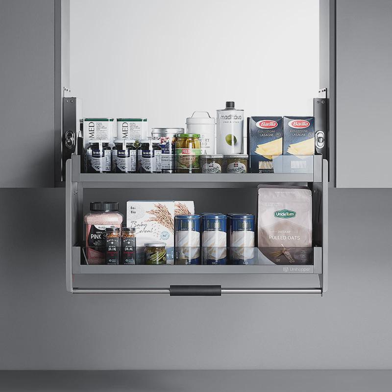 Unihopper库博加工定制魅影吊柜收纳篮双层下拉缓冲升降机拉篮