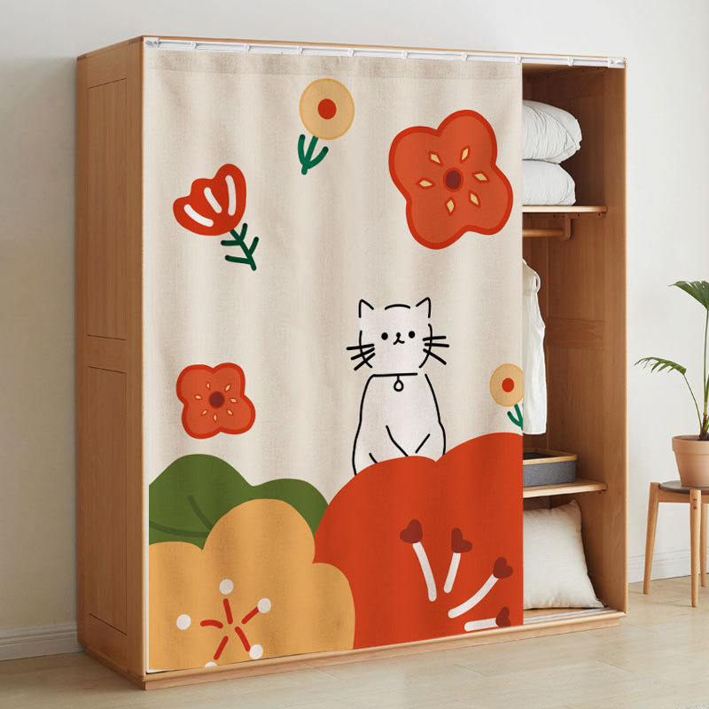 热销5zw柜子遮挡帘开放式遮挡防尘帘帘子衣柜杂物卫生间窗户拉帘