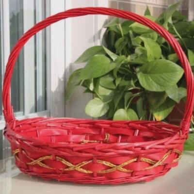 水果篮子超市蔬菜面包长方形收纳展示塑料藤编框筐礼品手提竹