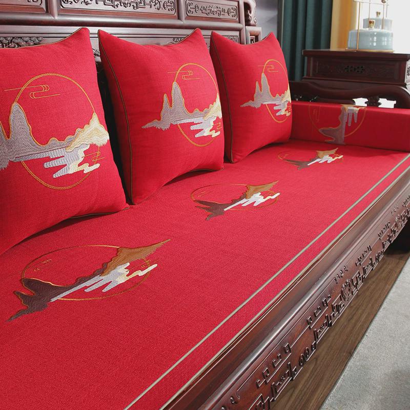 乳胶垫红木沙发坐垫高密度海绵罗汉床垫套高端新中式实木椅子垫子