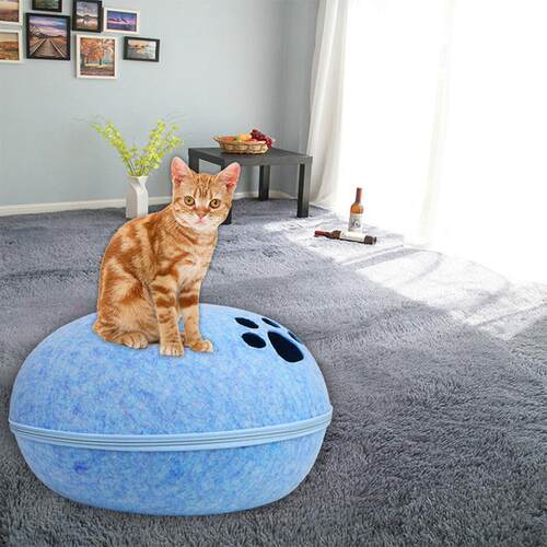 猫咪宠物窝猫窝蛋壳窝半封闭式可拆洗毛毡猫窝四季通用圆形猫窝