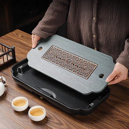 xyt实木典茶盘家用简约小型简易茶台黑檀花梨智储水式茶海茶具干