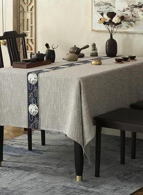 m3no批发松鹤布艺新中式正长方形茶几布餐桌布台布风古风禅意蓝色