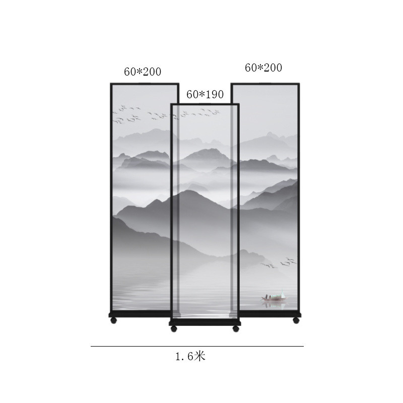 新中式移动屏风隔断客厅玄关酒店会所遮挡带灯办公室装饰发光屏风