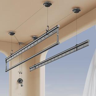 金贵夫人升降晾衣架阳台自动晾衣杆三杆手摇家用凉衣架被子晒衣架