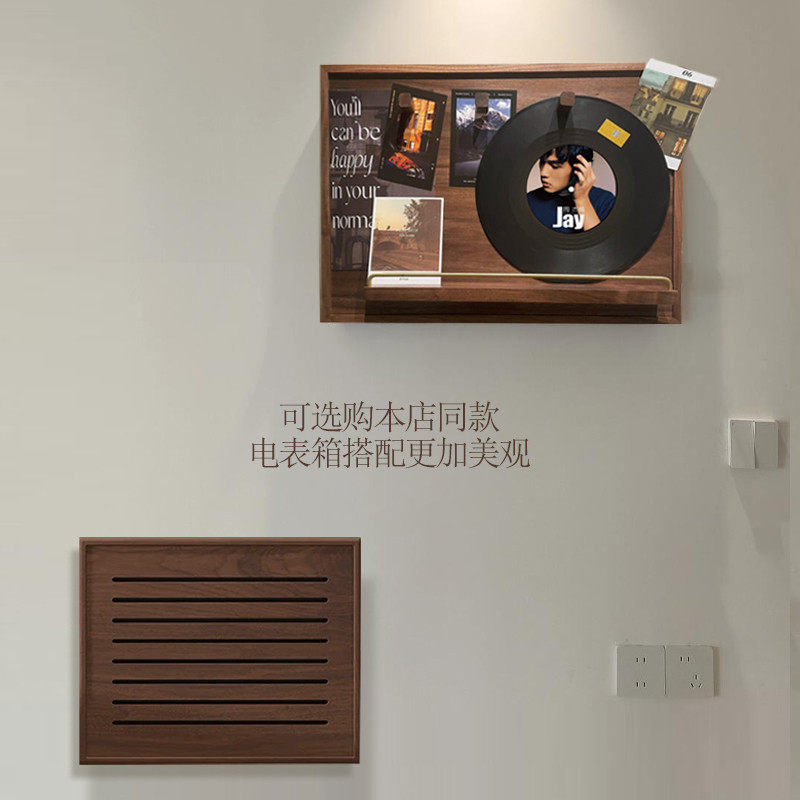 黑胡桃实木弱电箱遮挡装饰盖板免打孔电表箱画多媒体网线盒遮挡箱,家居饰品,现代装饰画,淘宝优惠券,粉丝福利购,淘宝优惠卷