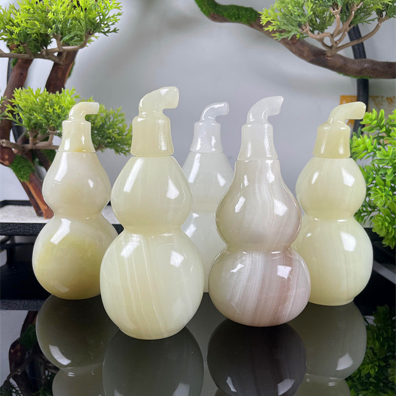 玉石阿富汗玉小葫芦摆件青玉工艺品白玉空心葫芦客厅招财镇宅风水