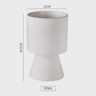 银柳冬青蝴蝶兰宵釉新年珍珠花福桶轻奢客厅插花花器盆栽盆景花盆