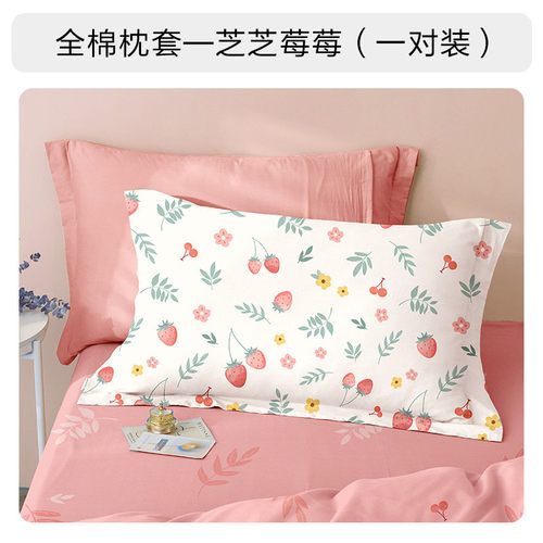 热销家纺全棉枕套一对装纯棉乳胶枕头套双人100棉夏天男48cmx74cm