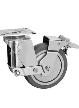 中型304不锈钢轮弹簧tpr静音轮脚轮万向轮防锈防酸减震脚轮轮子