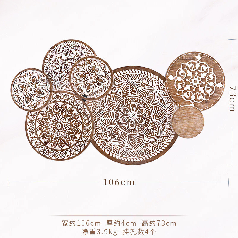 摩洛哥雕花背景墙面装饰侘寂风卧室床头挂件民宿木质客厅沙发壁饰