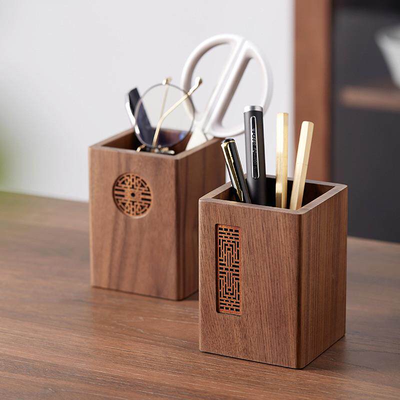 黑胡桃实木办公笔筒桌面钢笔铅笔收纳桶尺子裁纸刀整理盒木质笔桶,文具电教/文化用品/商务用品,笔筒,淘宝优惠券,粉丝福利购,淘宝优惠卷
