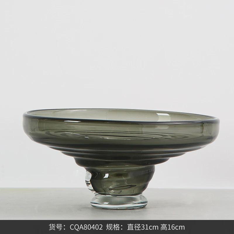 博西家居轻奢冷灰色调玻璃花器创意简约桌面插花瓶摆件客厅装饰